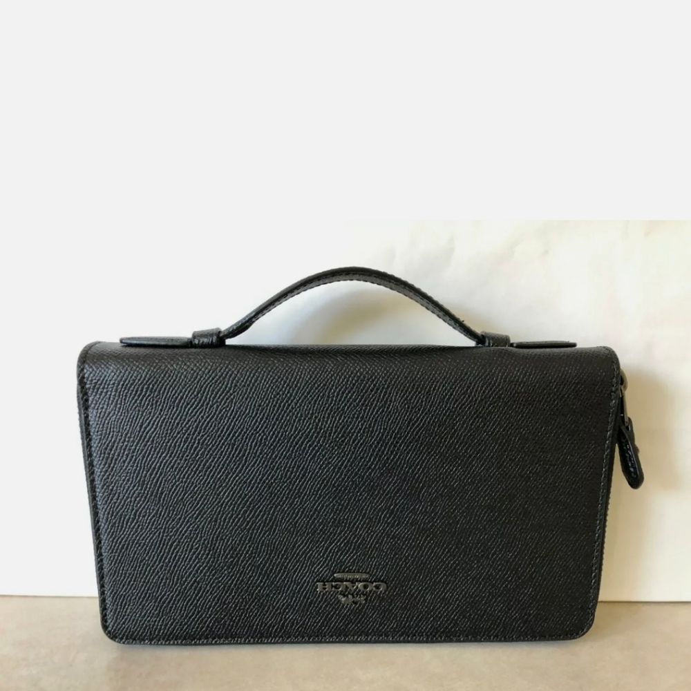 Coach mens Double Zip Travel Organizer Leather